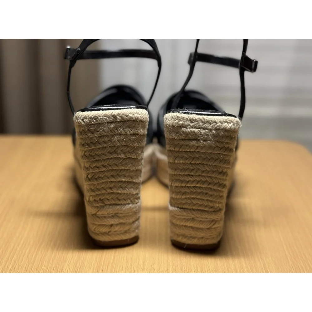 Circus NY By Sam Edelman Women Strappy Espadrille Wedge Sandal 9.5 Black Crocs - Picture 10 of 12